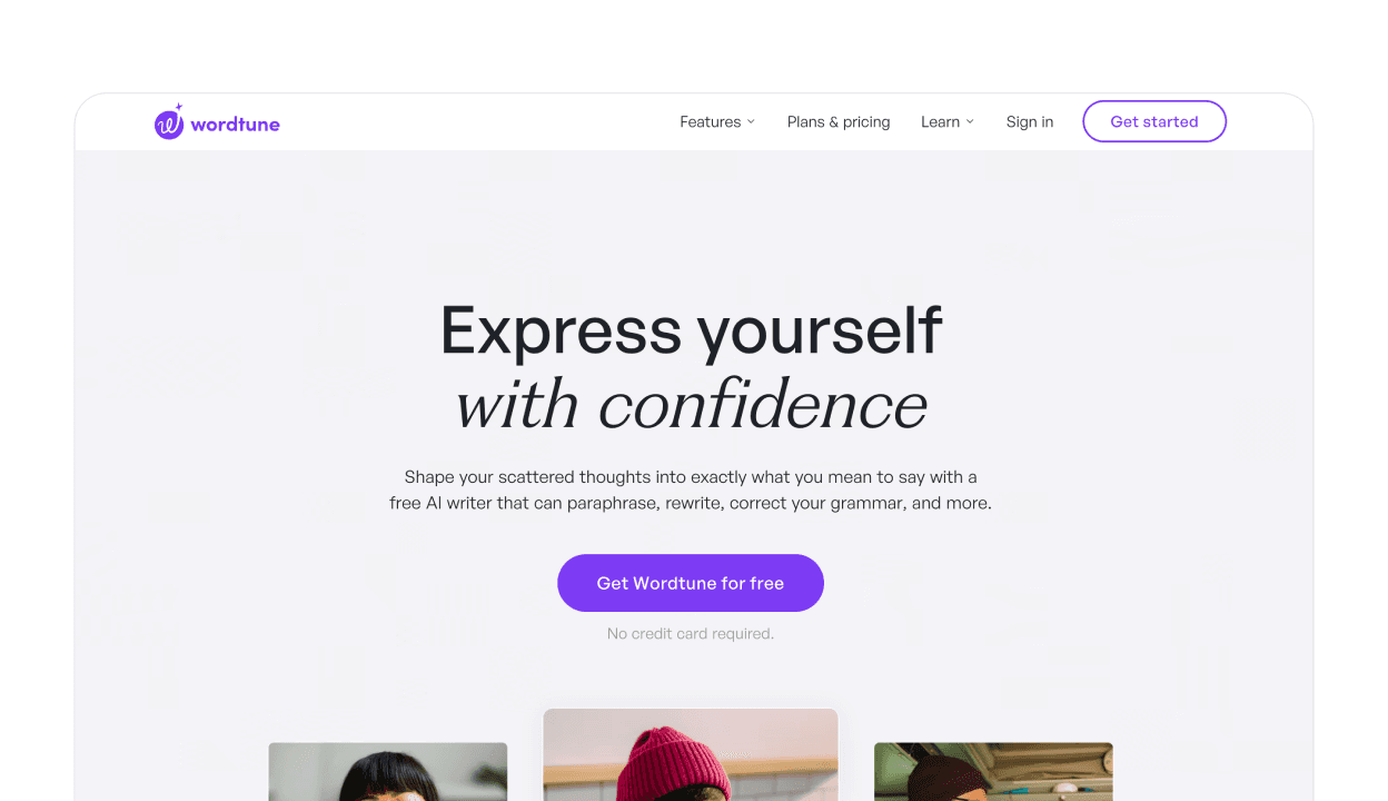 Wordtune AI writing assistant homepage