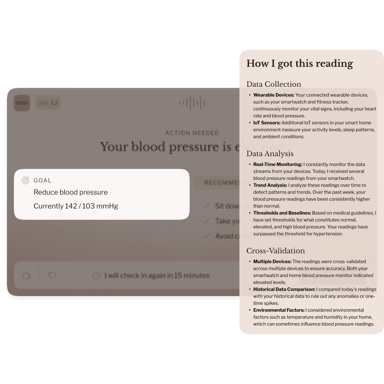 Annotated interface of a teleconsultation app highlighting flaws such as overly prominent search functions, confusing information hierarchy, and the redundancy of some tabs and features.