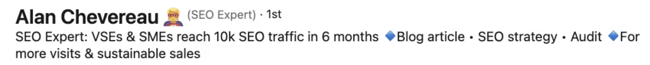 linkedin headline generator - example of a SEO freelancer