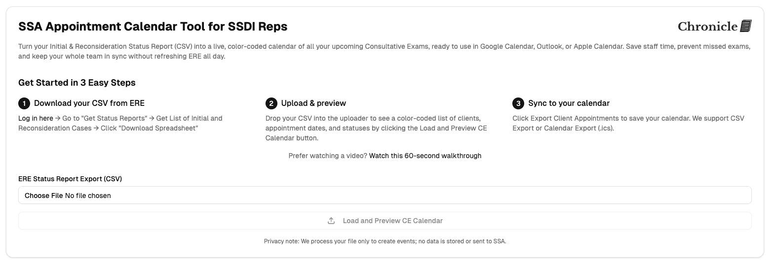 ssa appointment calendar tool