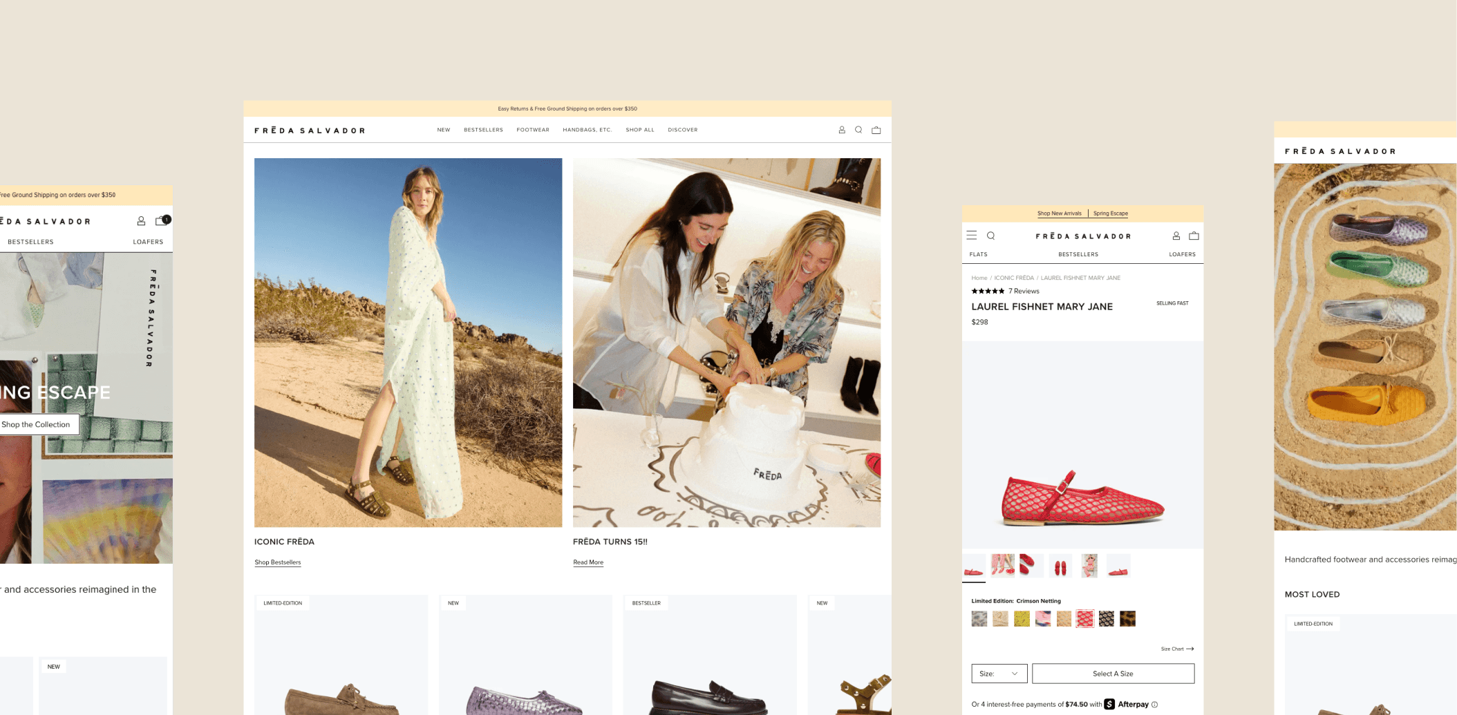 Freda Salvador Shopify storefront showcasing footwear collections and product browsing
