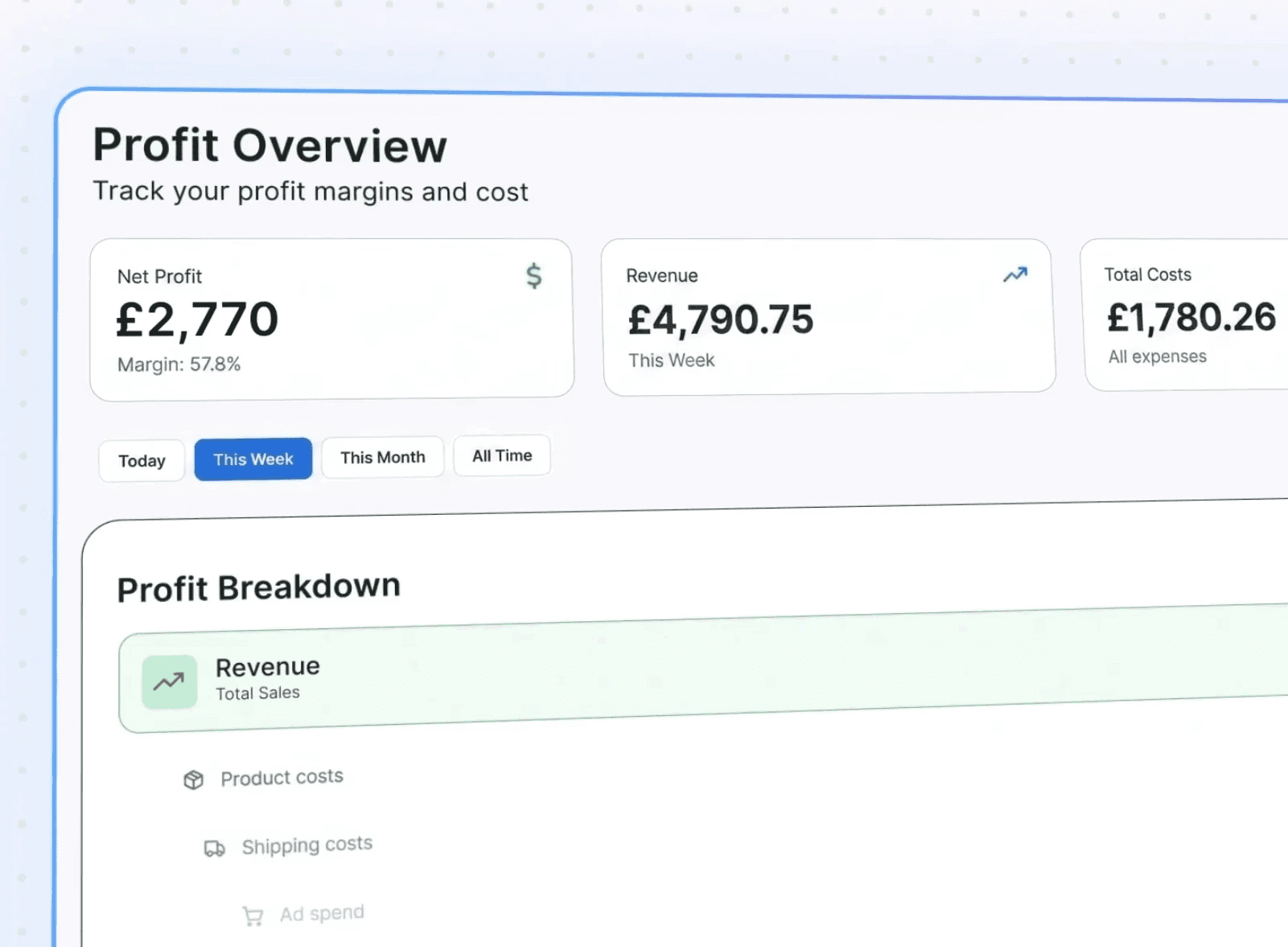 AI suggesting actions like "Optimize onboarding flow" and "Raise pricing tier" based on user data.