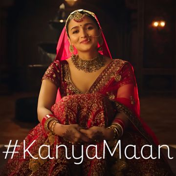 Traditional Indian bride in a red outfit, representing the Kanya Maan campaign.