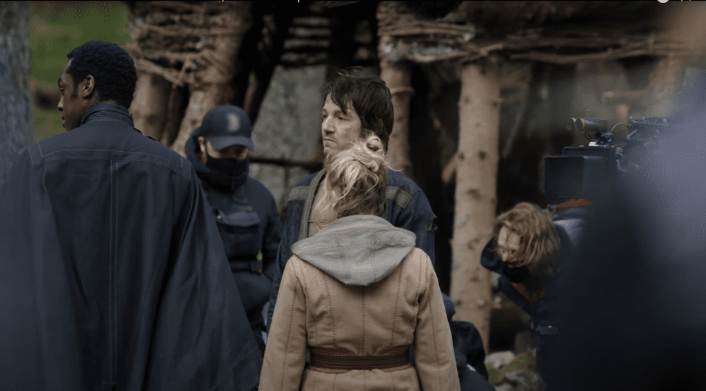 Diego Luna waiting behind the scenes