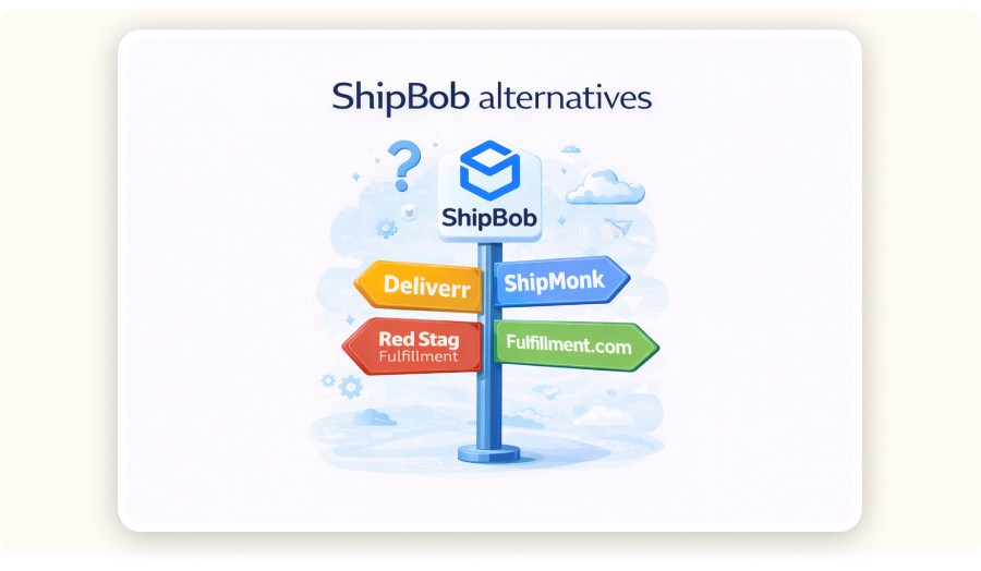Signpost showing ShipBob with arrows pointing to alternative fulfillment providers