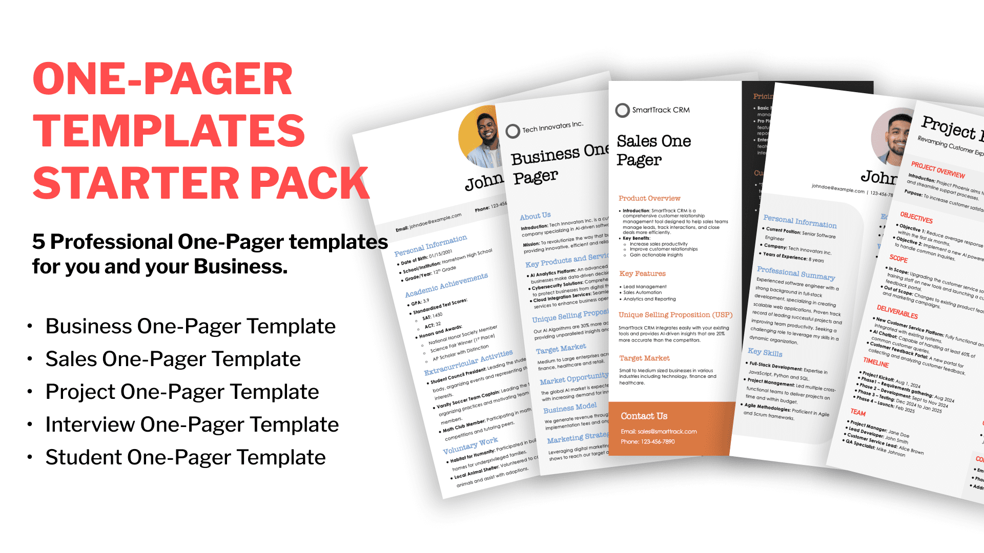 One-Pager Templates Starter Pack