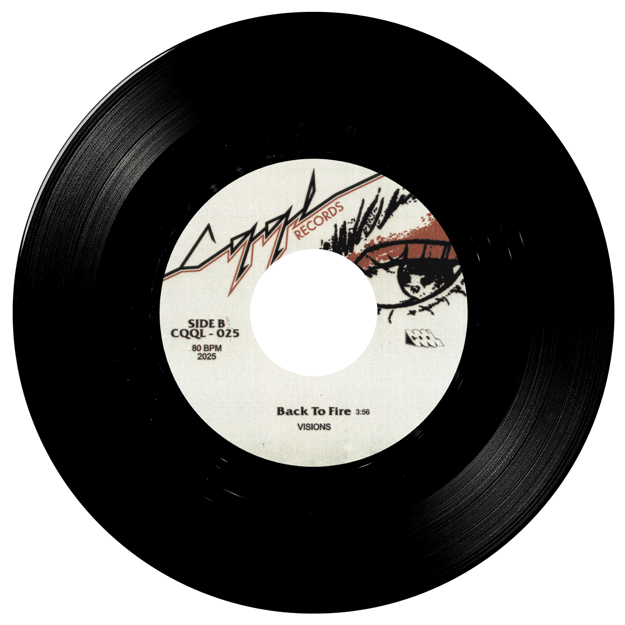 Black vinyl record with a white label featuring 'CQQL Records' and album details.