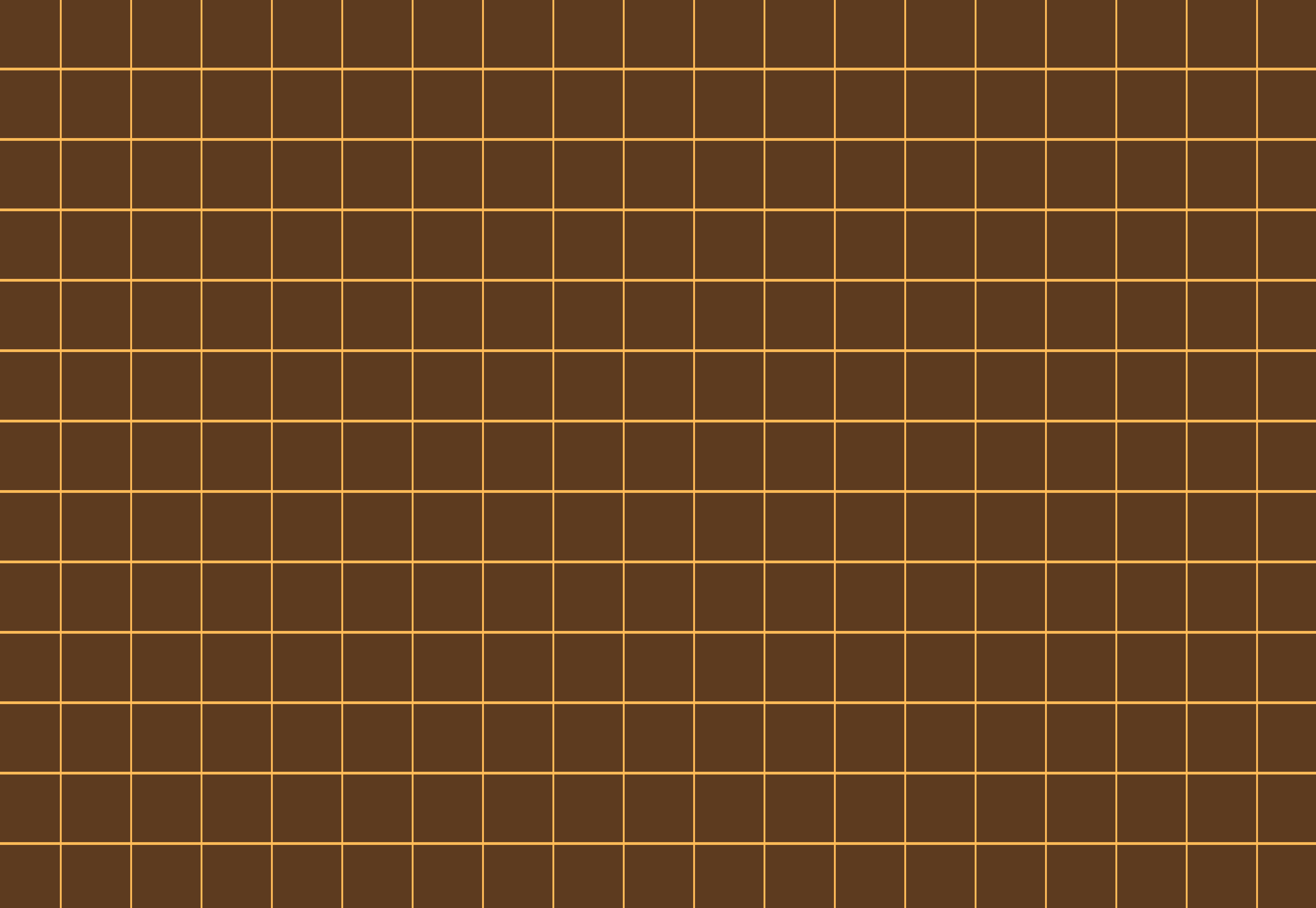 Grid pattern of brown squares with thin orange lines.