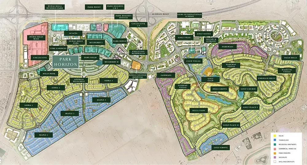 park horizon location map dubai hills