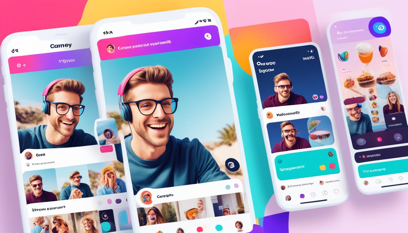 Create an image of a person live streaming on Instagram, with interactive features such as polls and Q&A boxes displayed on the screen. Show the person engaging with their audience, responding to comments and questions while displaying a genuine interest in their followers. The background should feature a colorful and dynamic design, giving off a fun and playful vibe. The image should convey a sense of community and connection, encouraging others to join in on the conversation.