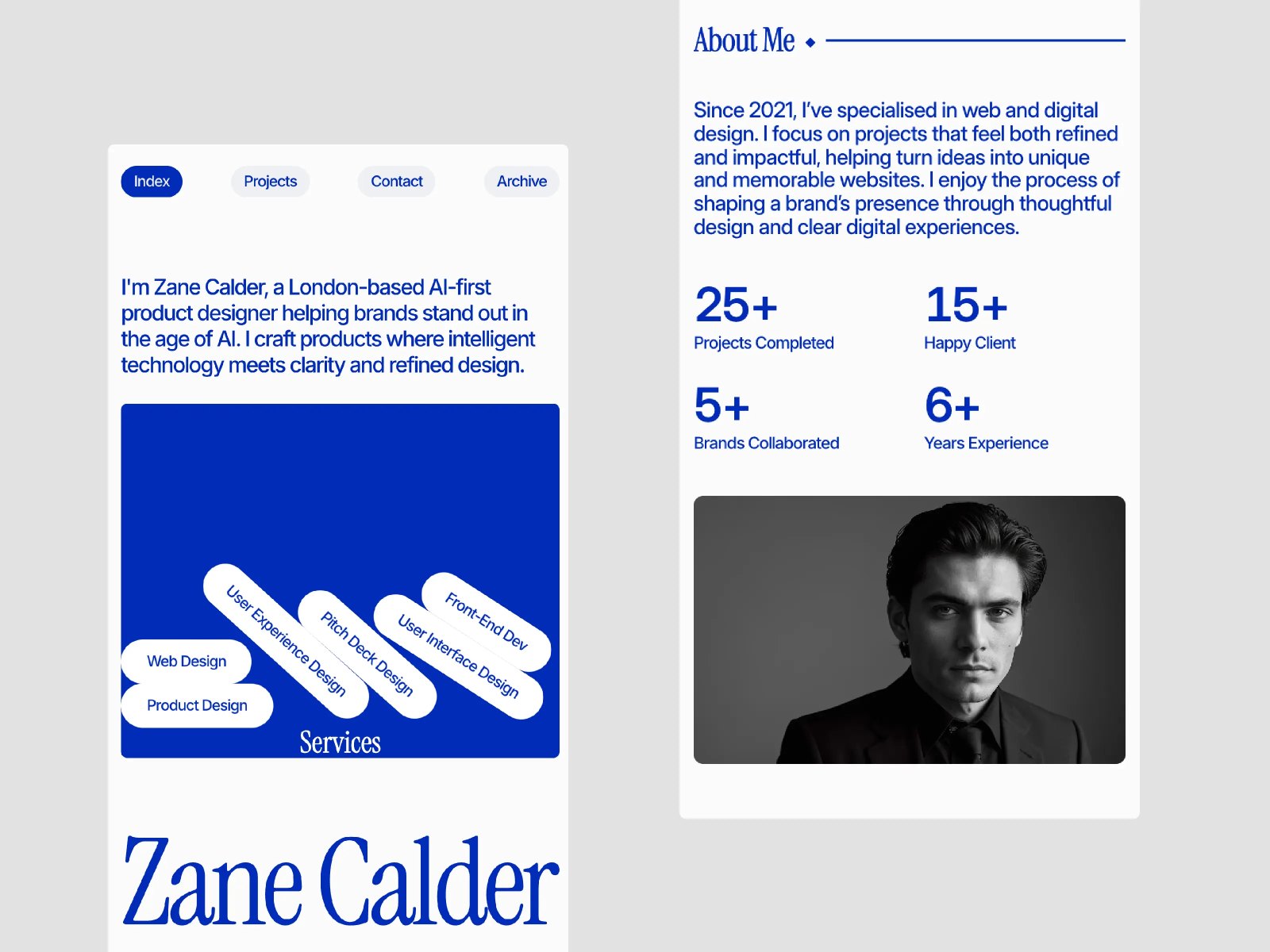 Calder — 黑白极简现代作品集网站设计灵感