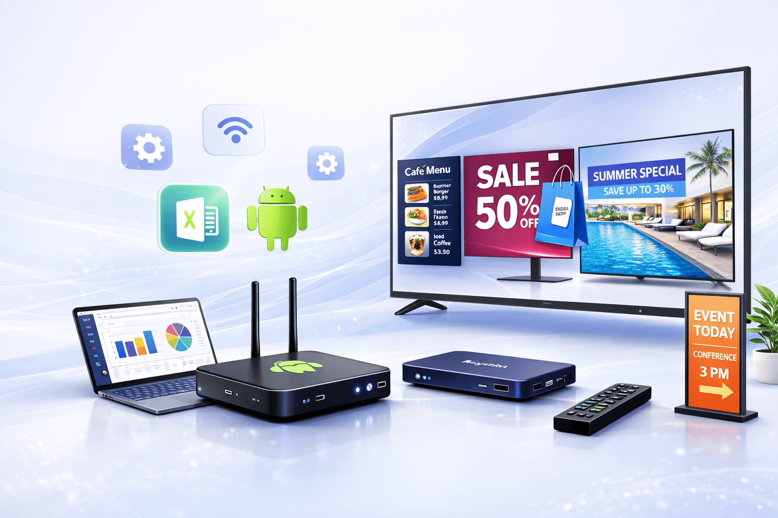 برمجيات العرض الرقمي لنظام الأندرويد لشاشات التلفاز التجارية و الشاشات