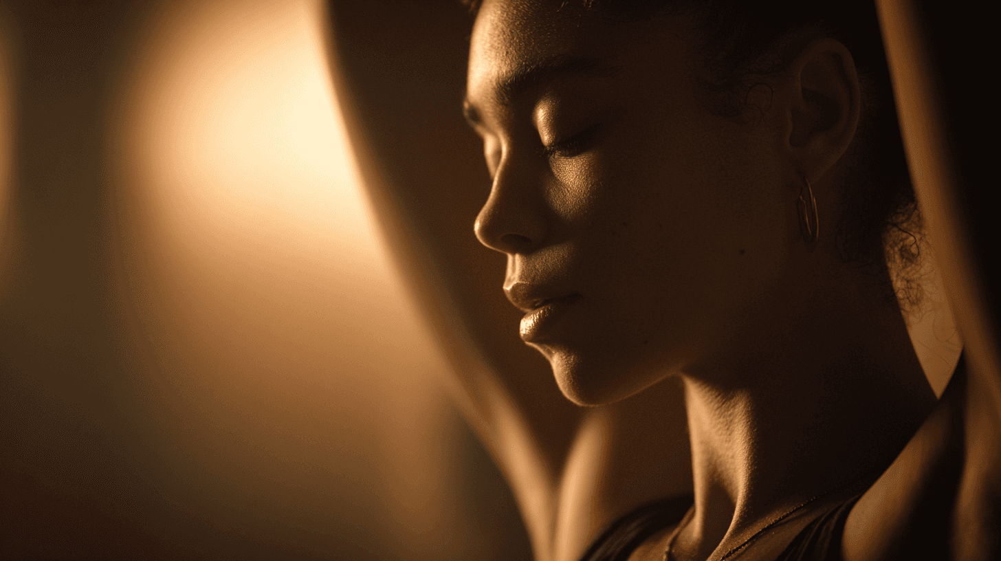 placeholder image of woman taking a breath