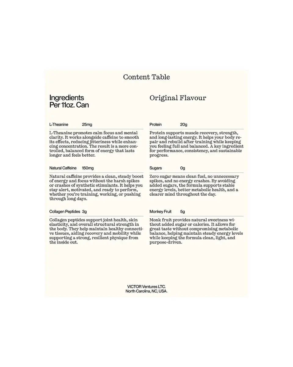 A can of coffee from VICTOR's brand against a blue and ligh gradient as a background.