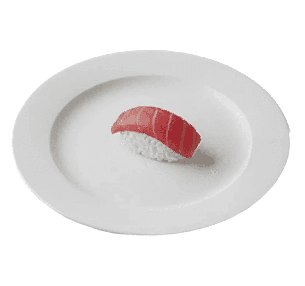 Delicious wrapped sushi on a white plate in a white background