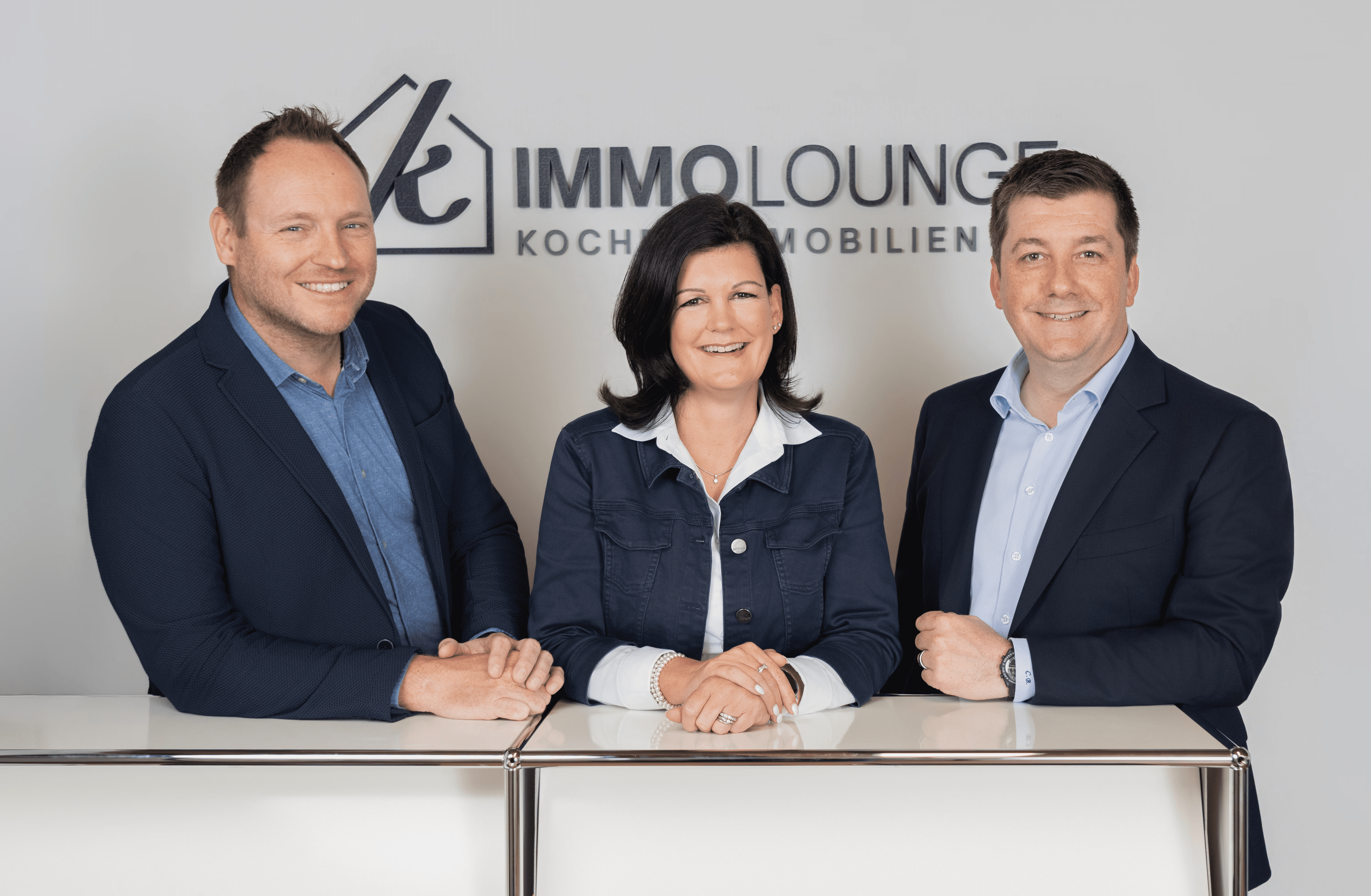Alle drei Immobilienmakler der Kocher Immobilien AG gemeinsam in der ImmoLounge
