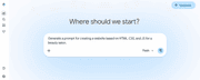 Gemini chat asking to generate a prompt for a beauty salon website in HTML CSS and JS