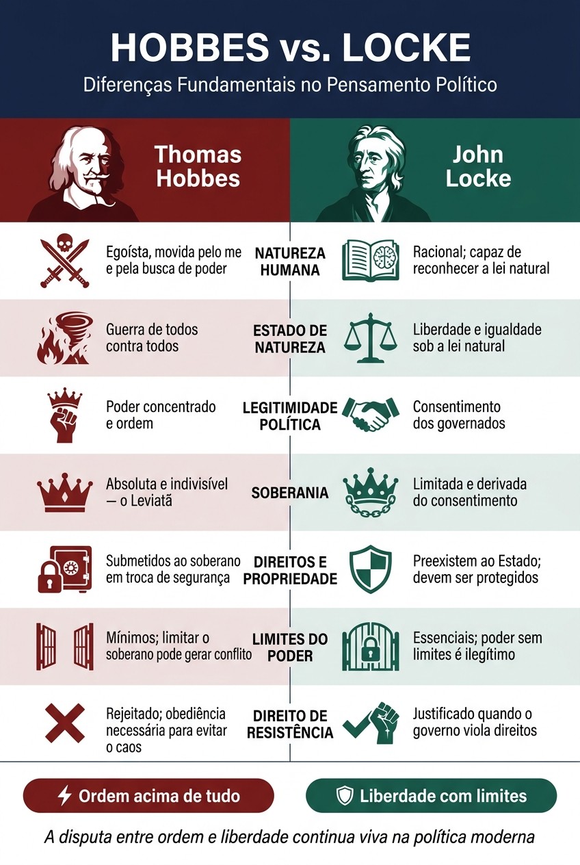 Hobbes vs. Locke: Comparação dos Conceitos Políticos Fundamentais