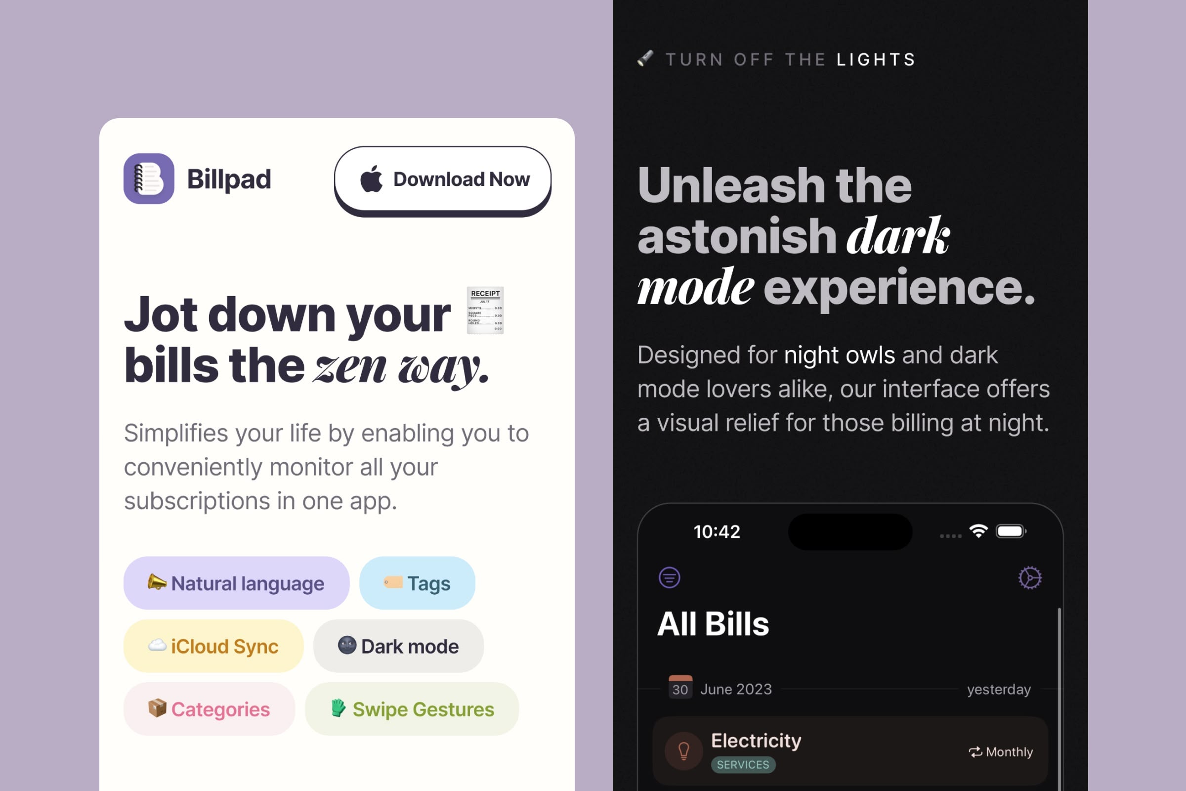 billpad landing page