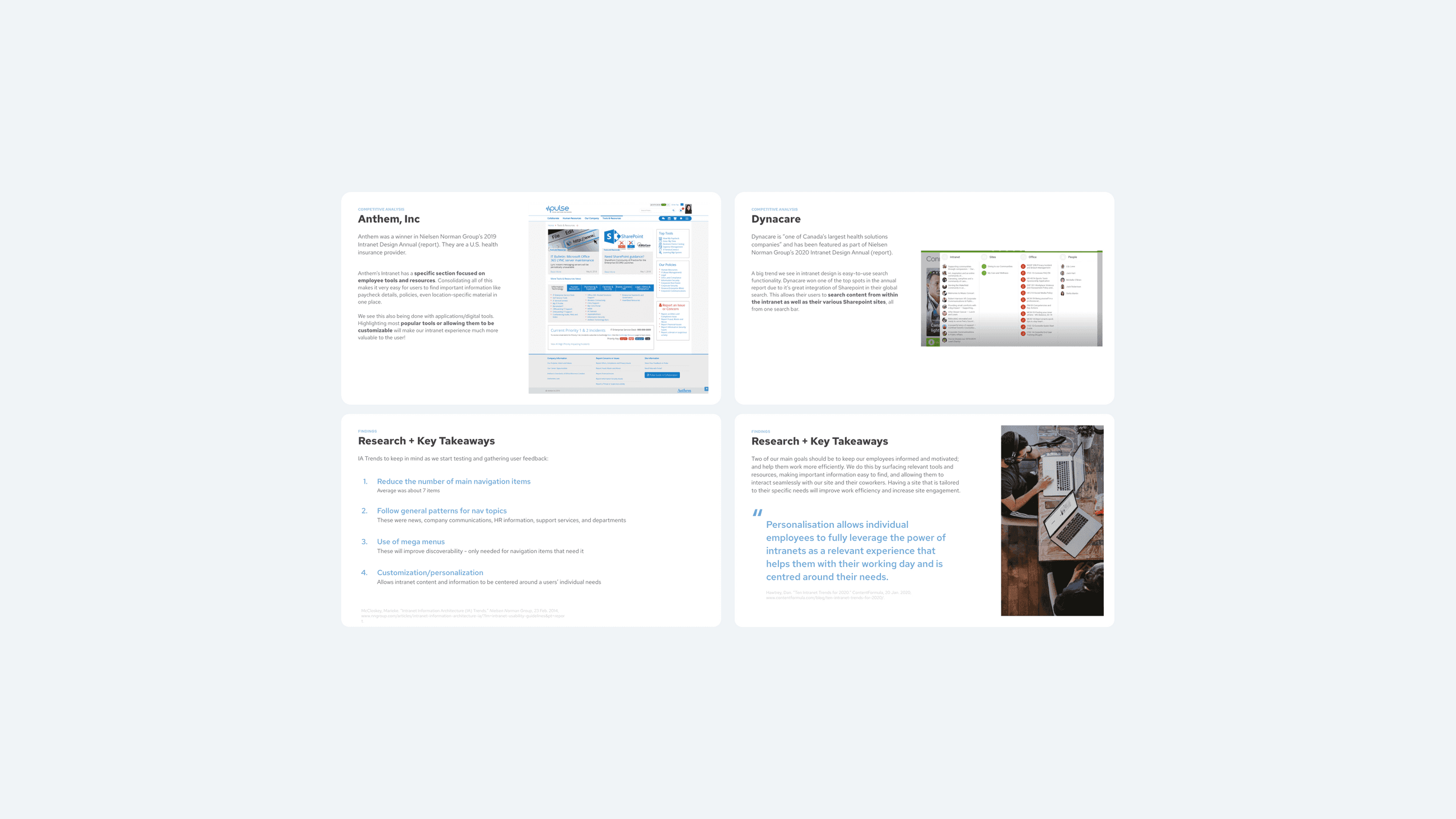 Screenshots of UX Research Report