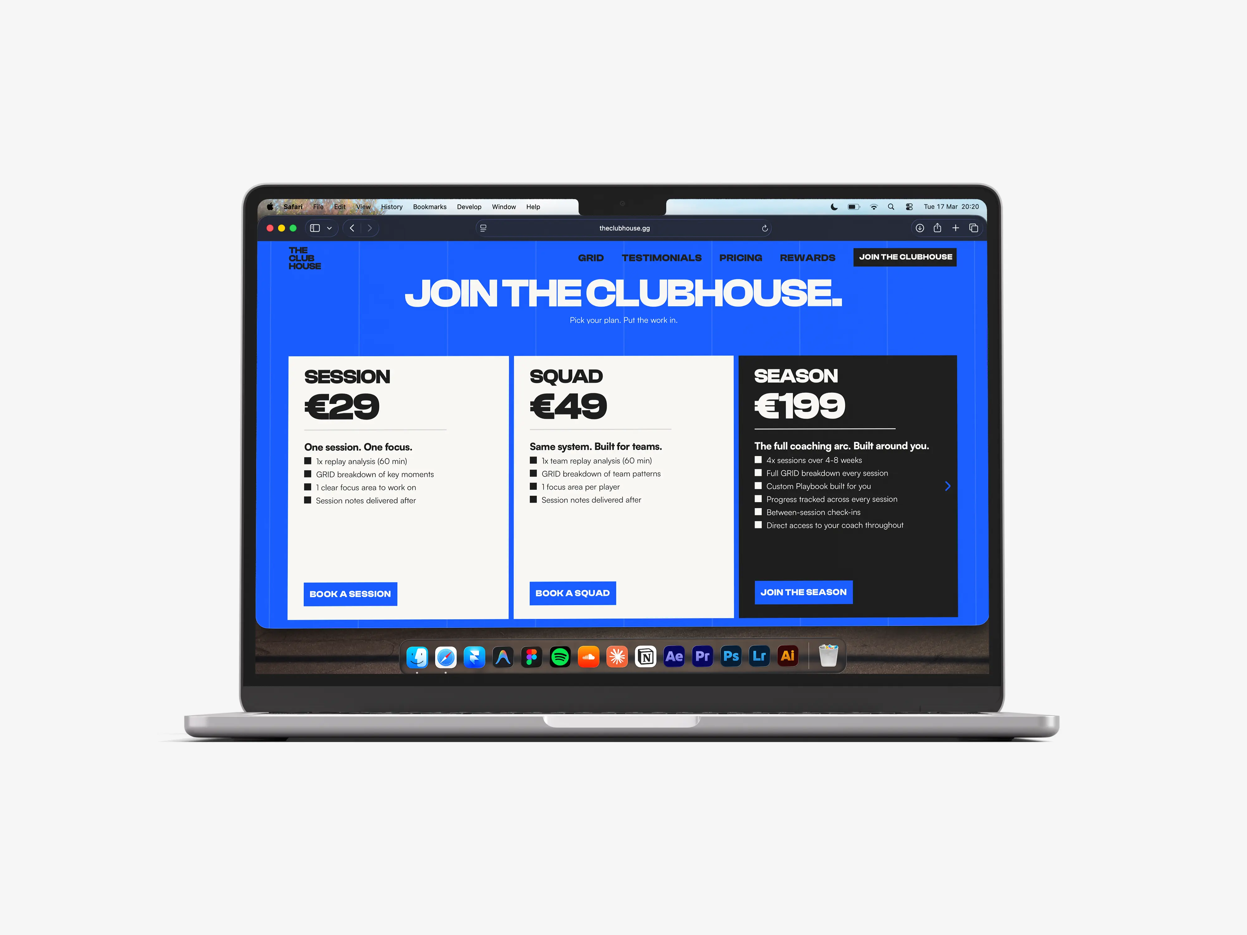 The Clubhouse Pricing Mockup