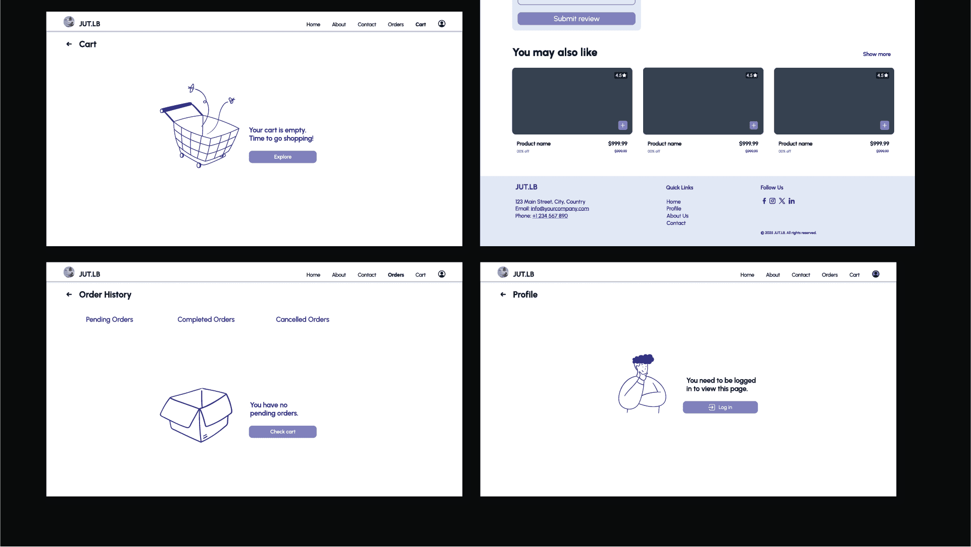Redirection page design, e-commerce website 