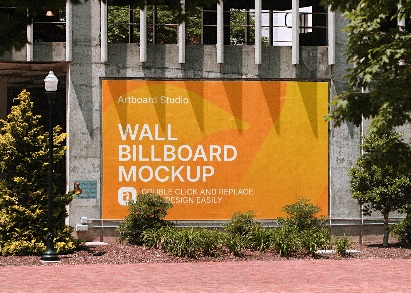 Outdoor billboard mockup on a building