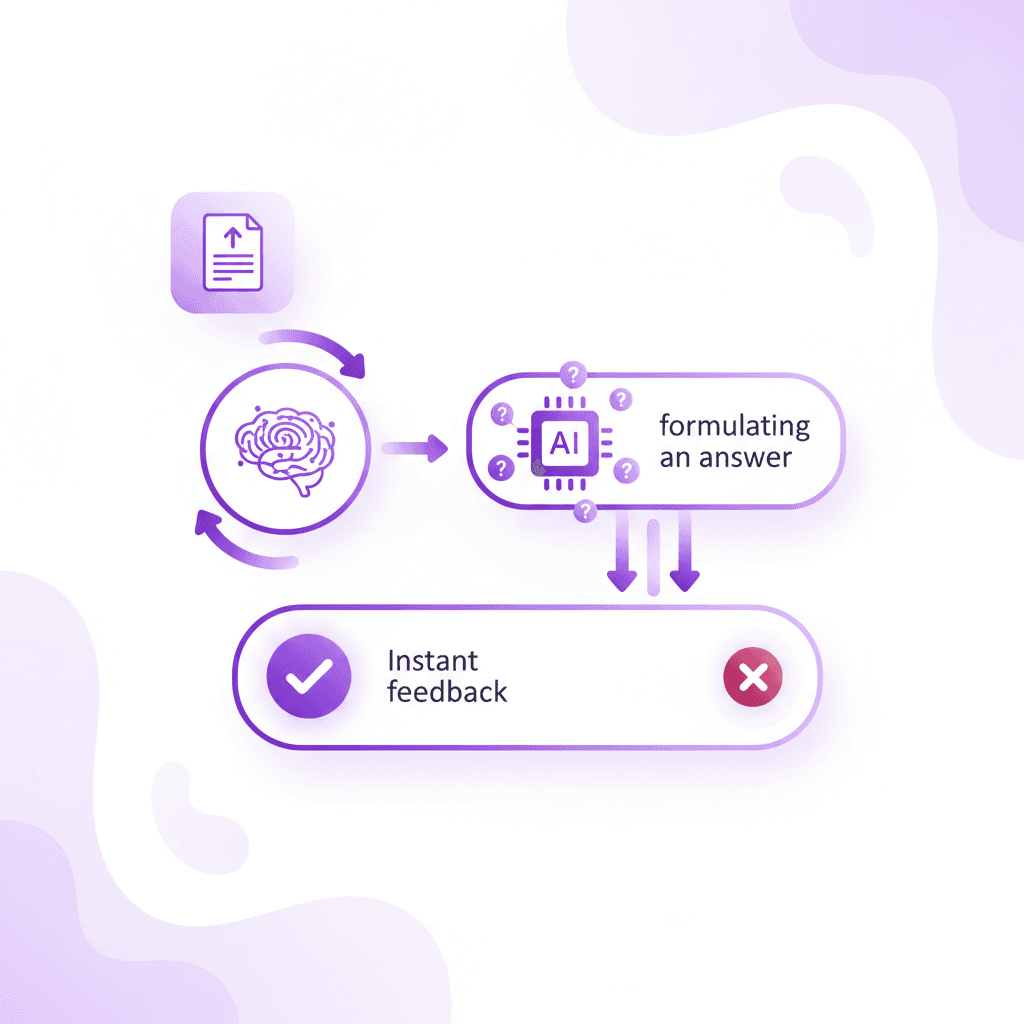 Flowchart illustrating the active recall process using digital flashcards