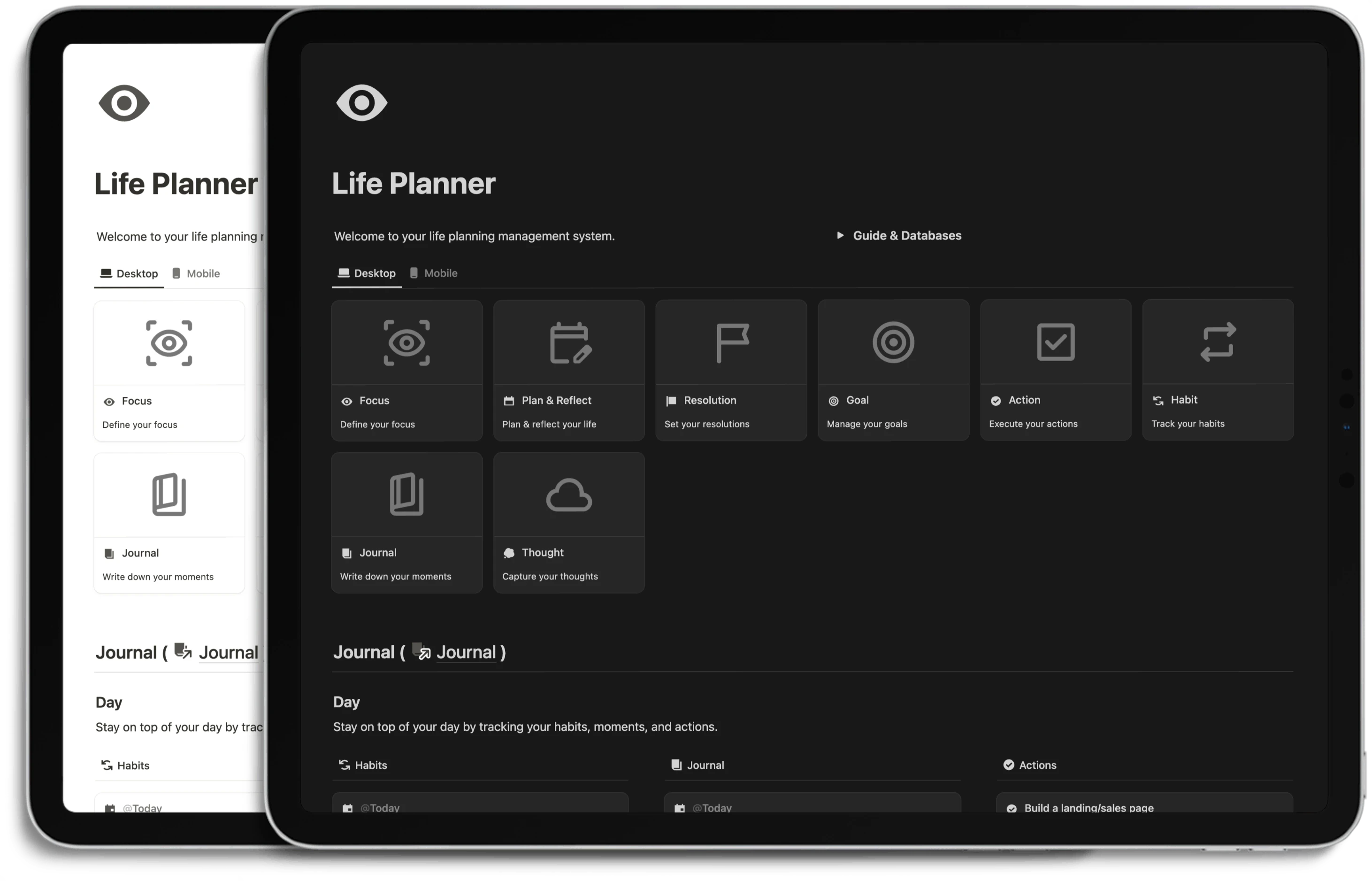 Notion Life Planner - Light/Dark Mode