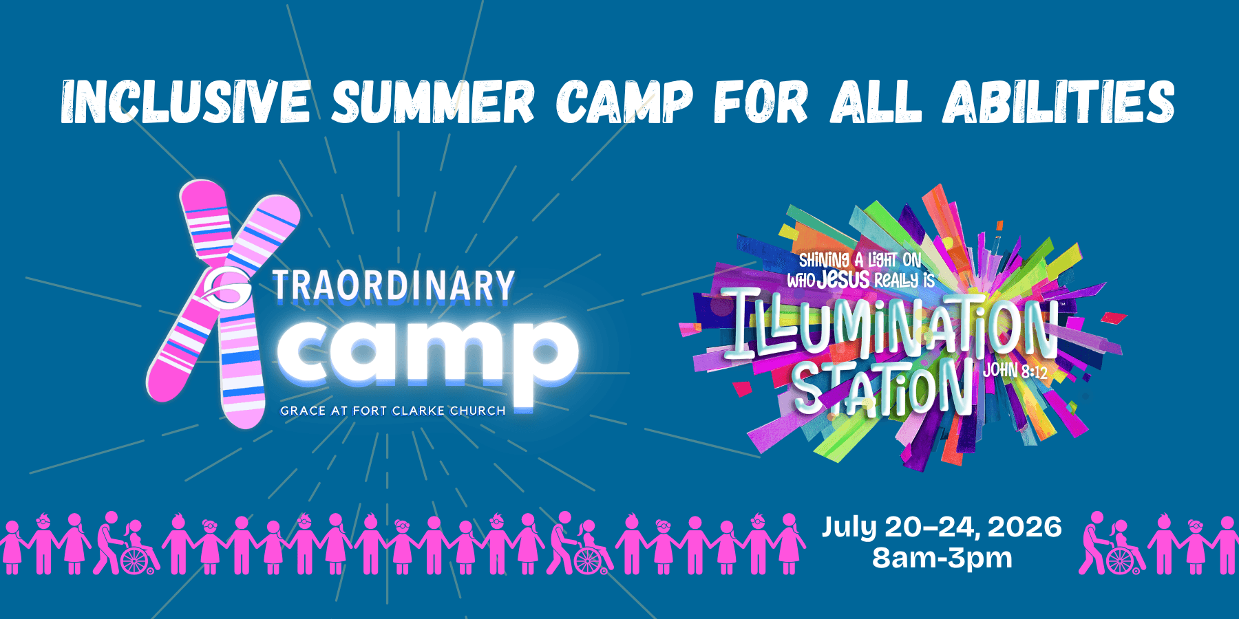 Banner with Xtraordinary Camp and Illumination Station logos