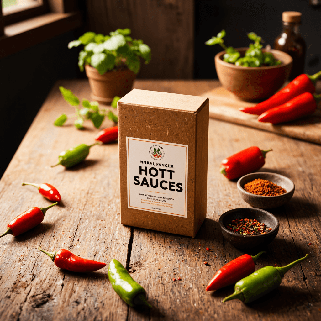 product photography of box of hot sauces