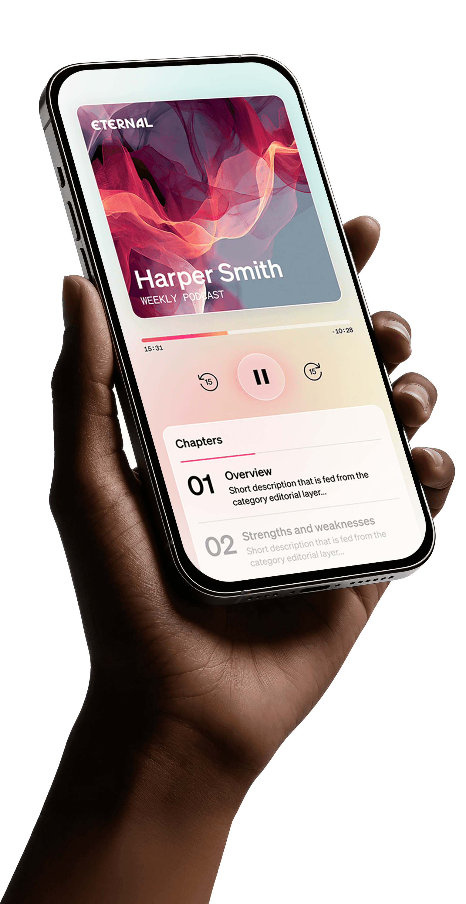 Eternal app interface showing personalized health dashboard on iPhone