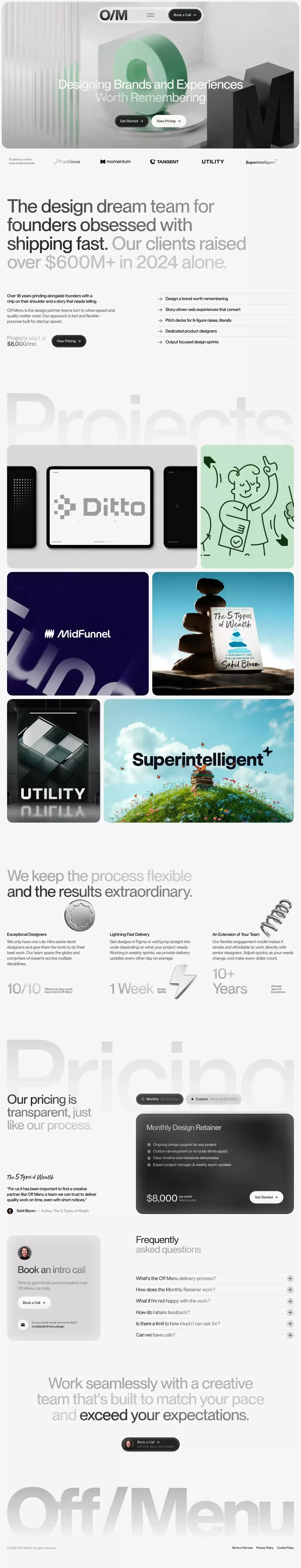 OFF MENU portfolio page screenshot showcasing Design design