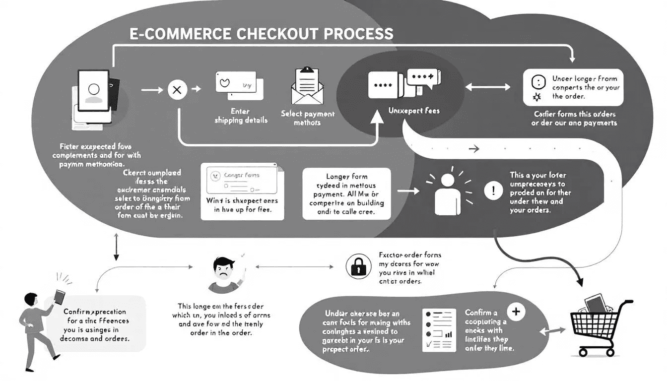 An image demonstrating a complicated checkout process that leads to cart abandonment.