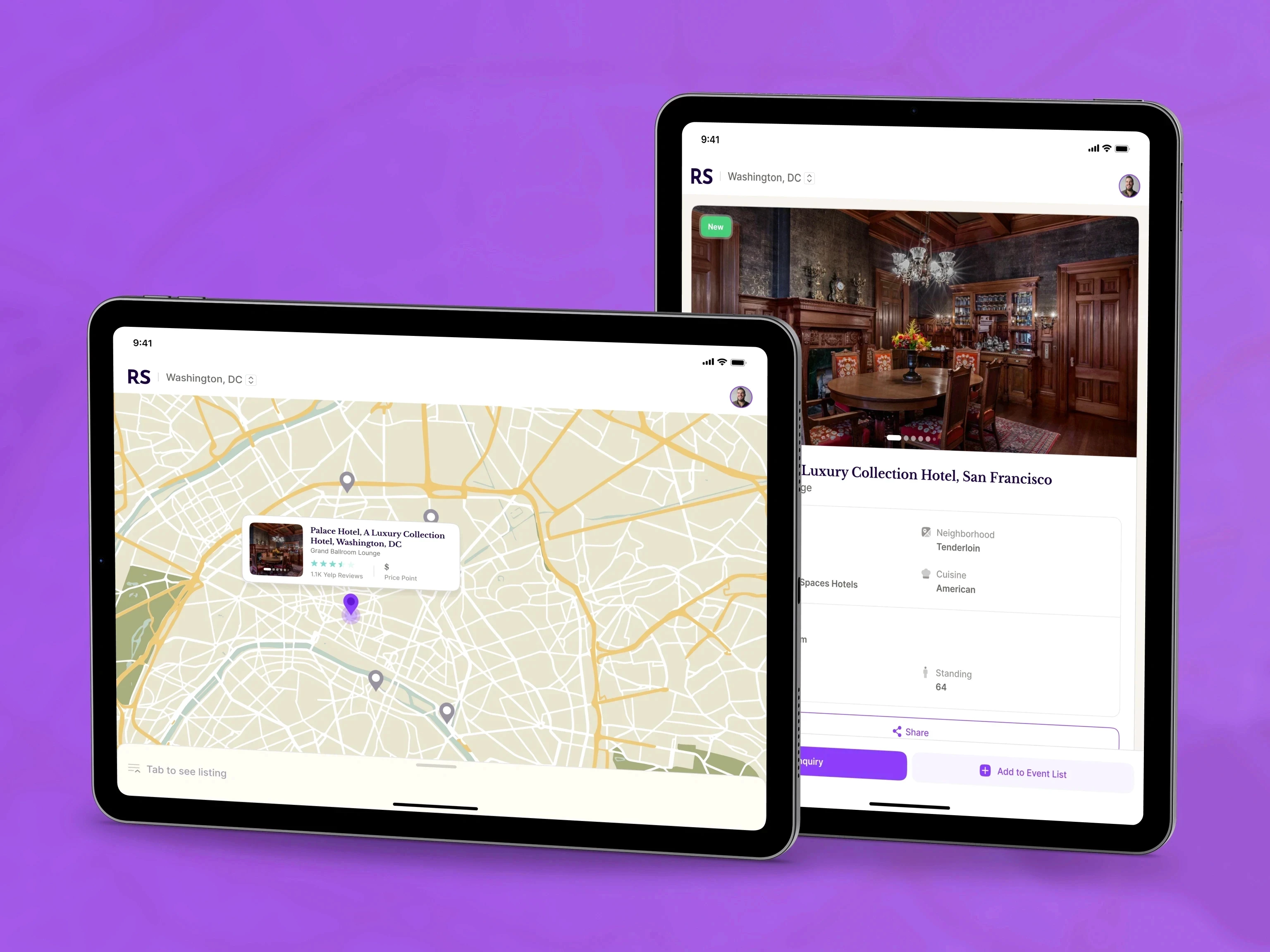 Revel Street responsive venue booking platform