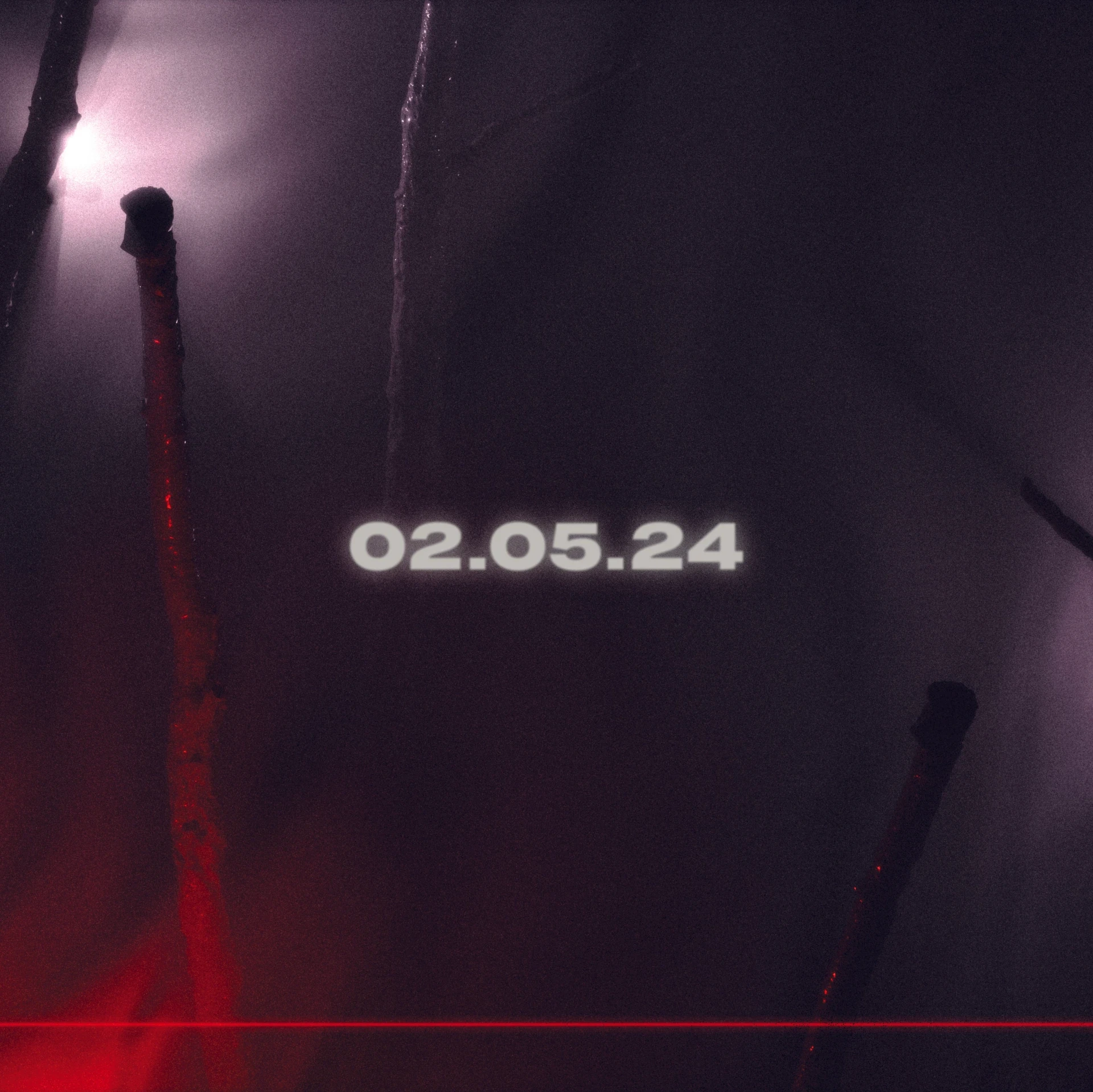 Dark, textured image with glowing date 02.05.24. Branding studio Barcelona.