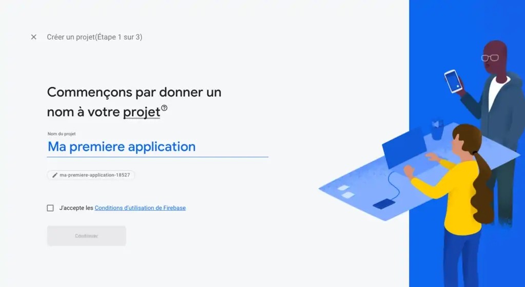 Interface Firebase - Créer un projet