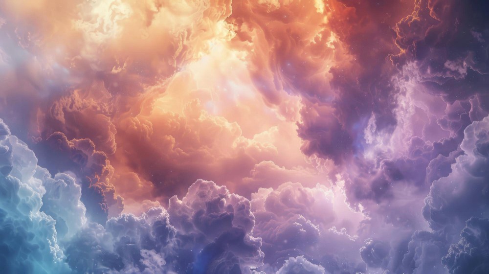 Cosmic clouds of yellow and purple