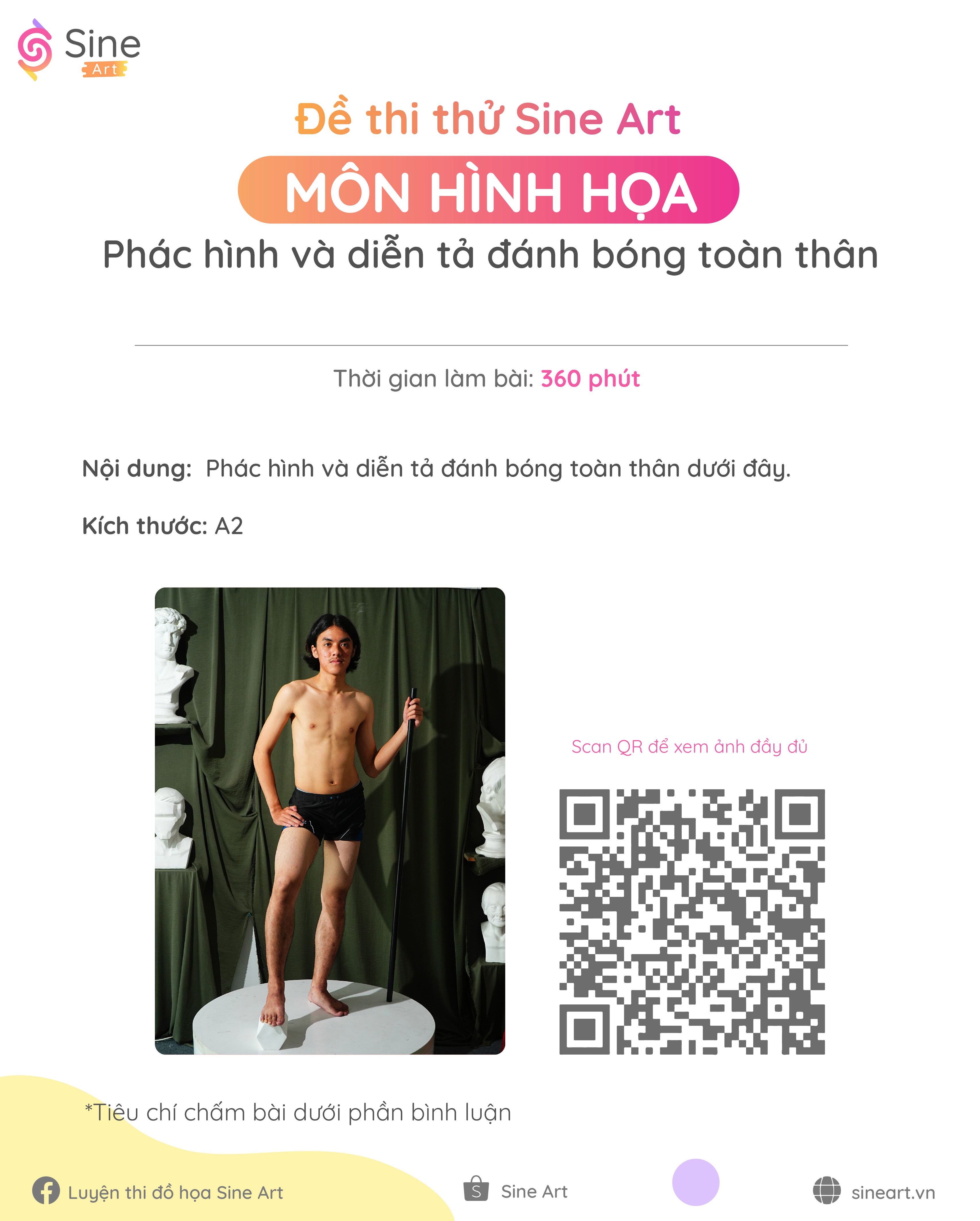 Đề thi Hình họa Sine Art mẫu toàn thân 1