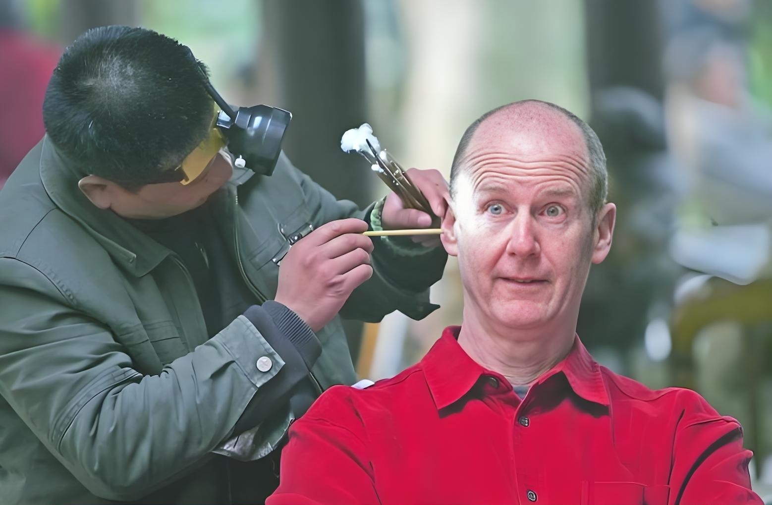 Chengdu traditional leisure life, ear picking service in old street teahouse, Sichuan folk culture