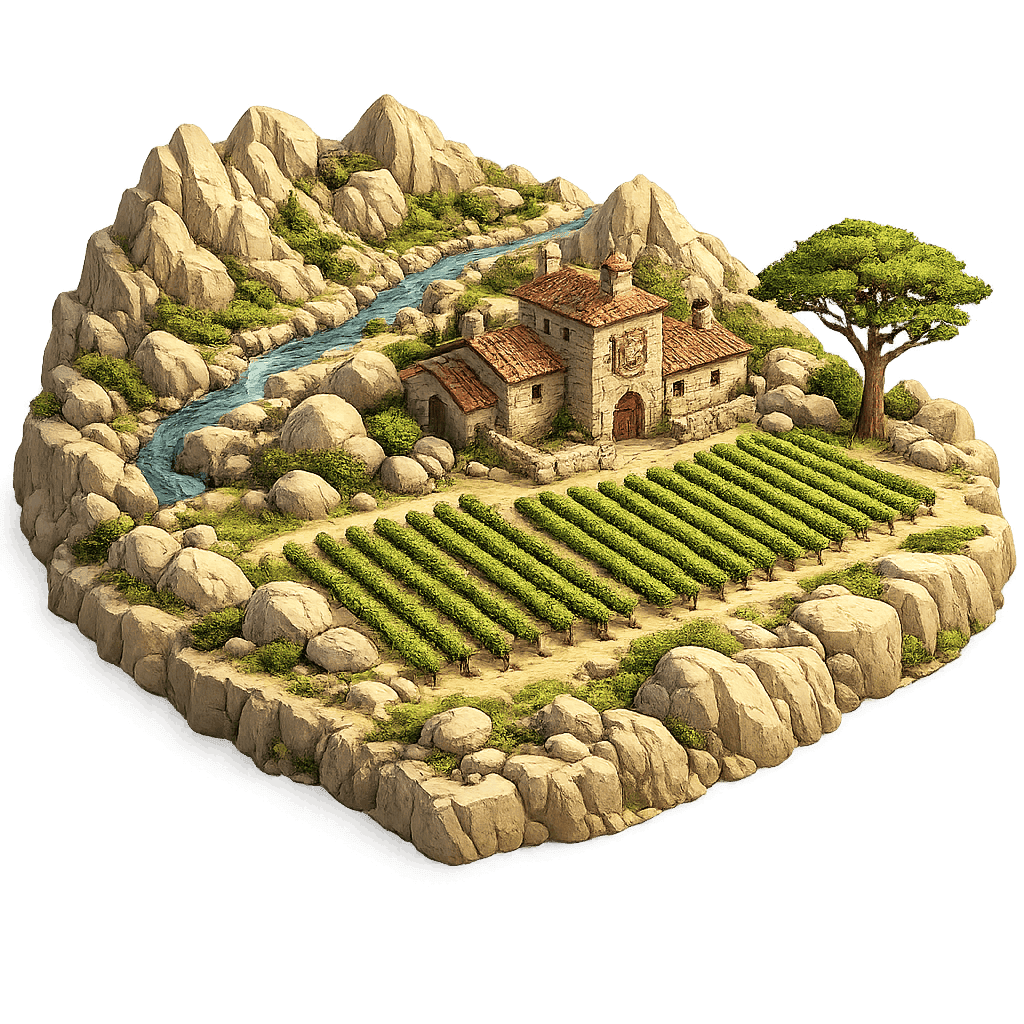 Artistic illustration of the Dão wine region.
