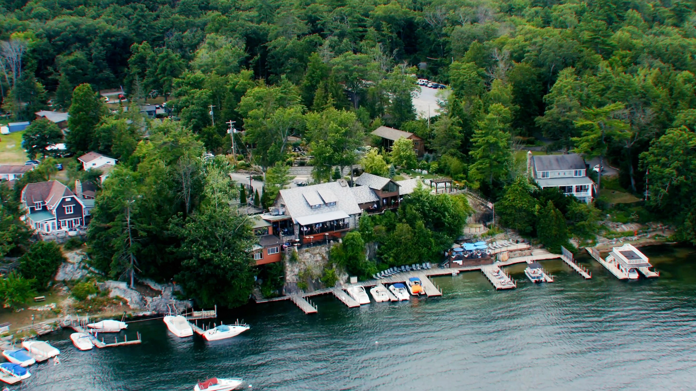 Blue water manor drone photo