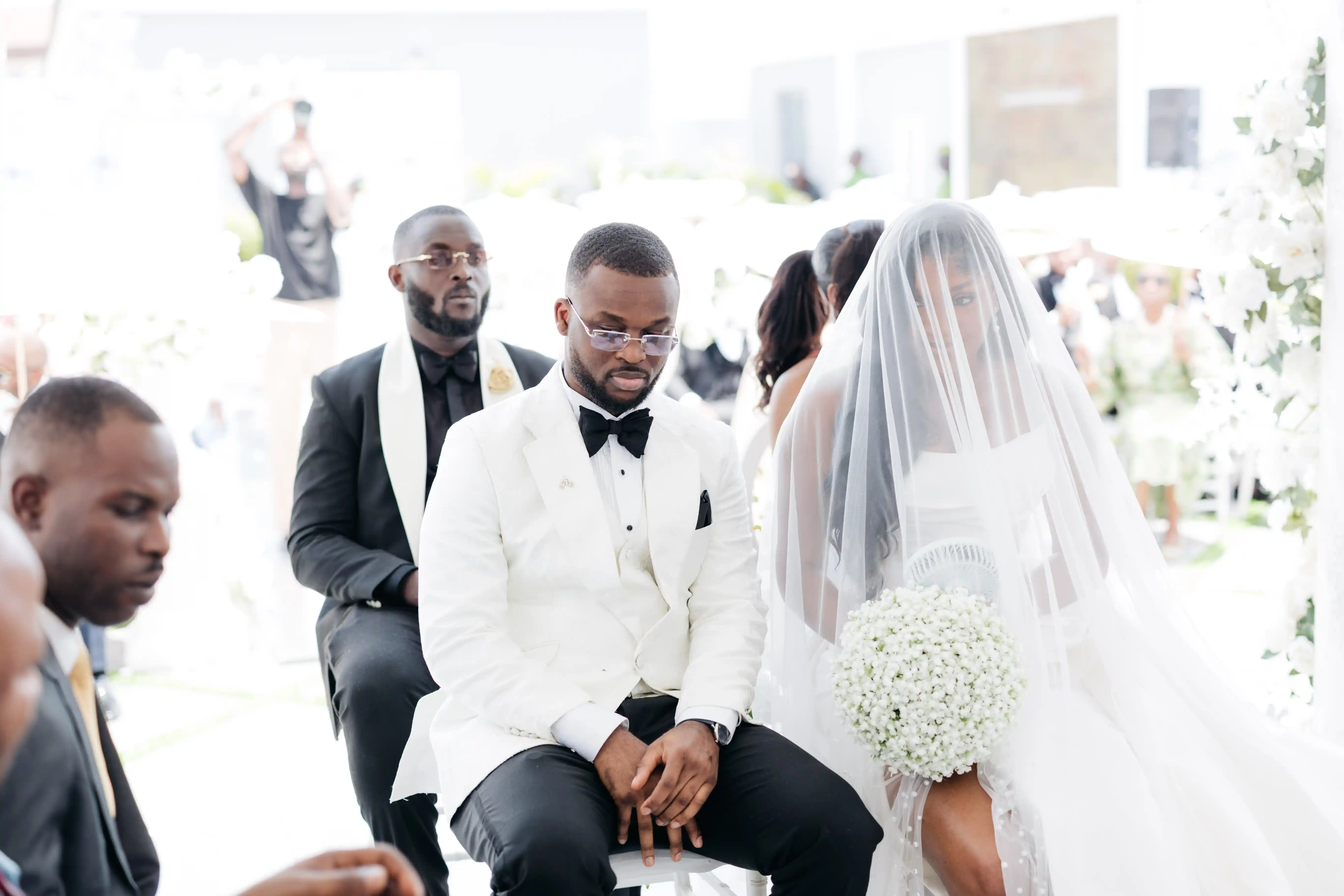 Bride and groom celebrating a luxury wedding coordinated by Victoria Brooks Events, a premium wedding planner in Nigeria.