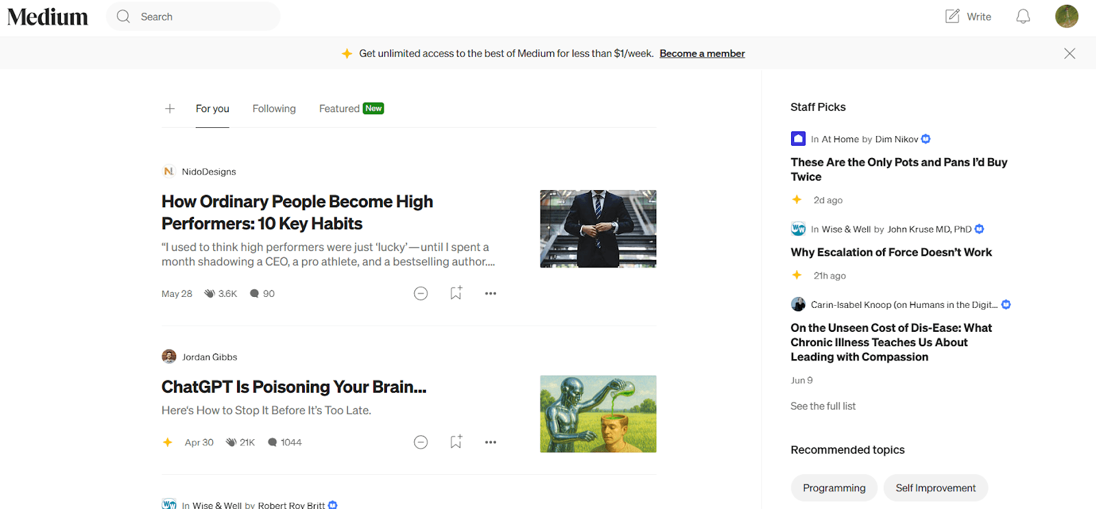 Medium website
