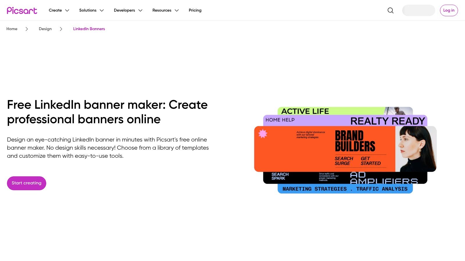 Picsart's LinkedIn banner templates and mobile-friendly editor