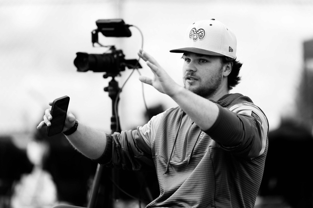 Portrait of portfolio creator – back view