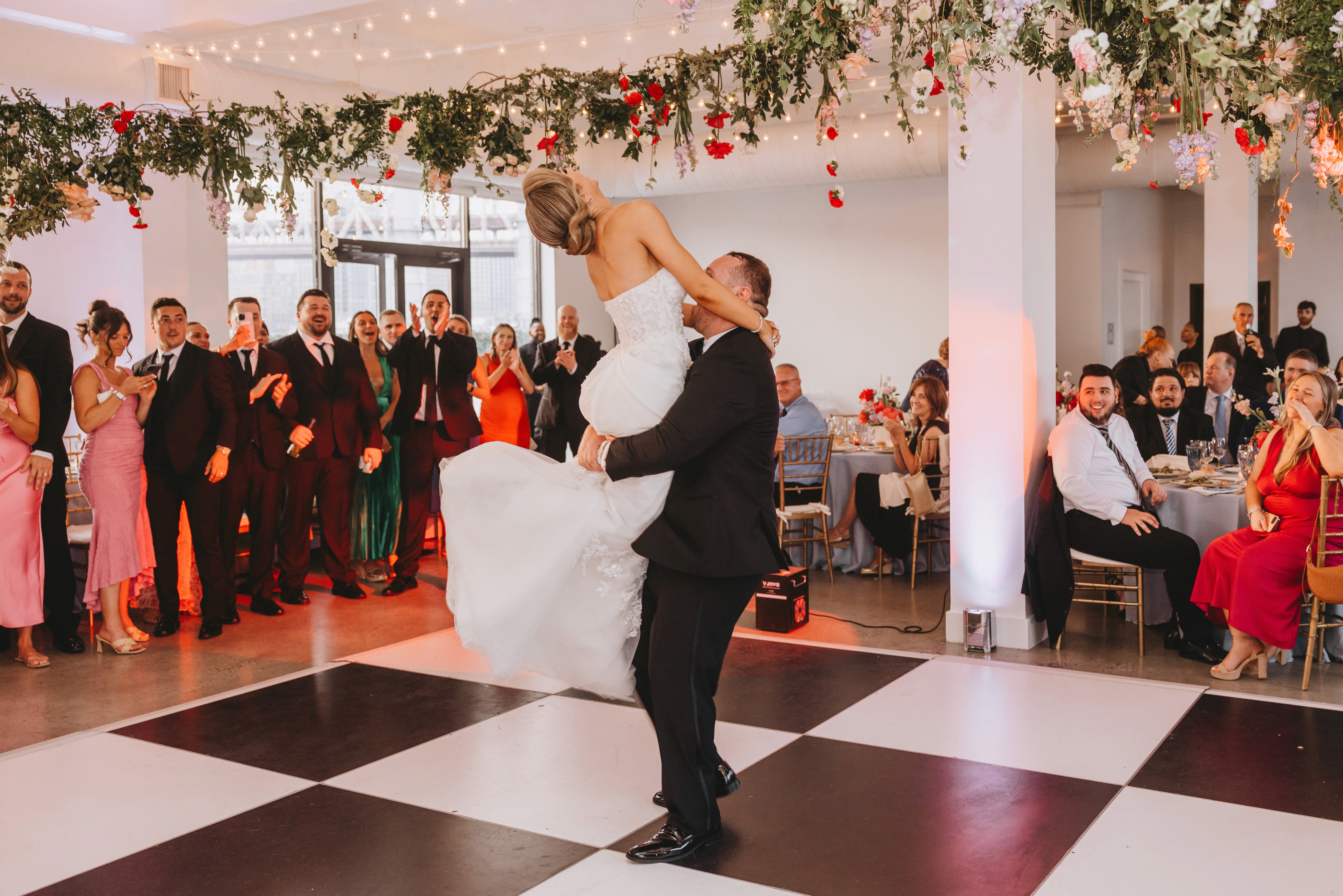 Bride and groom dancing at NYC wedding reception