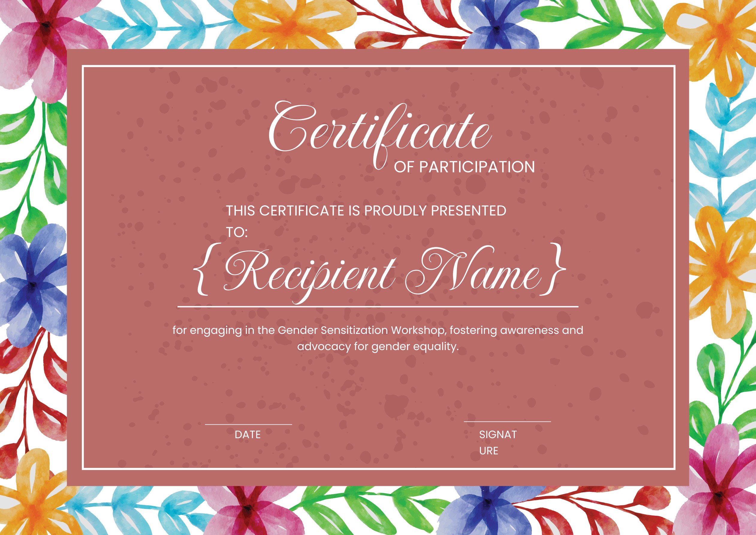 Wauld - Elegant and Colorful workshop participation certificate template