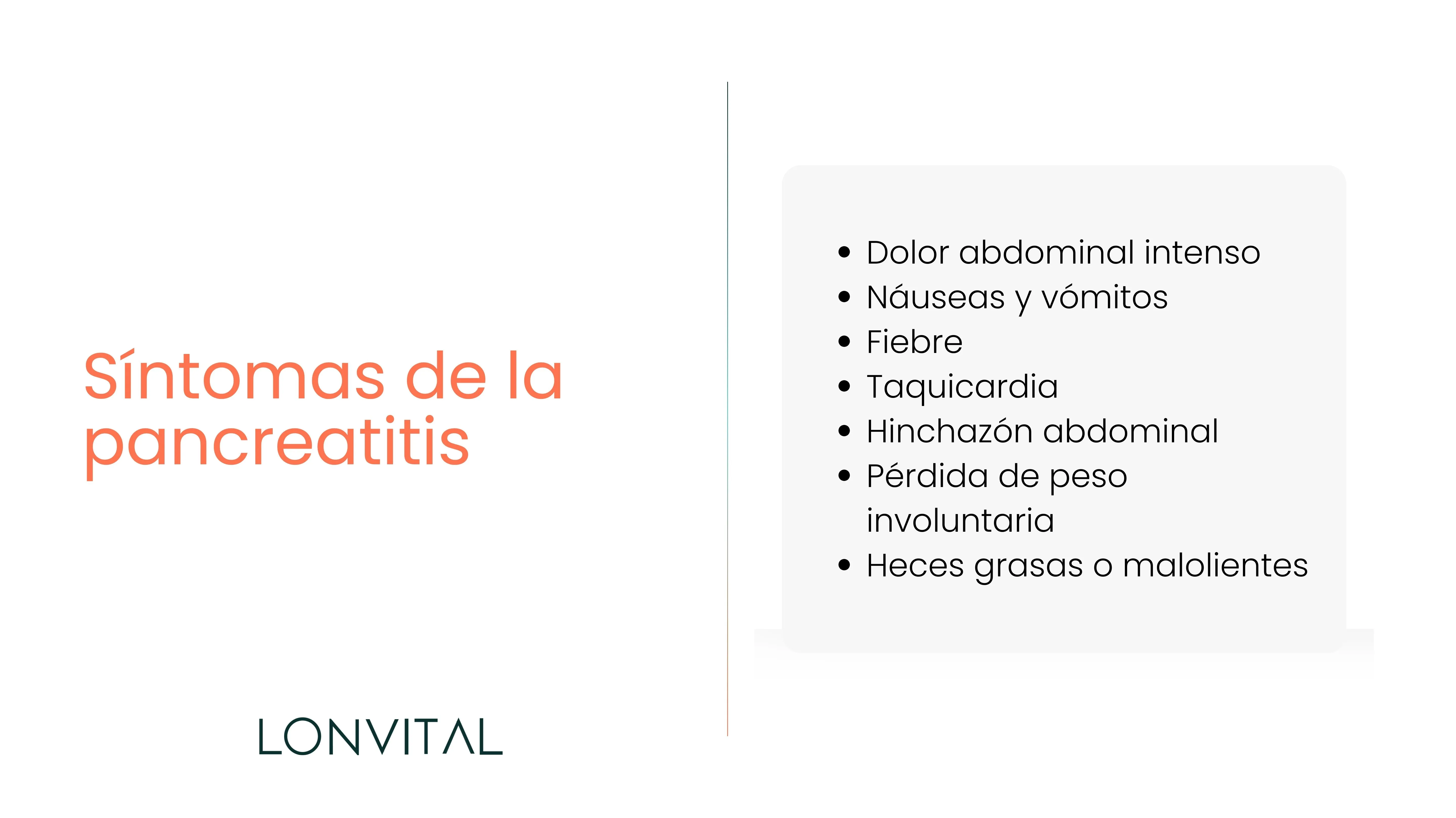 Síntomas de la pancreatitis