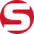 Rotes Logo mit Pfeilen im Kreis auf schwarzem Hintergrund. Design